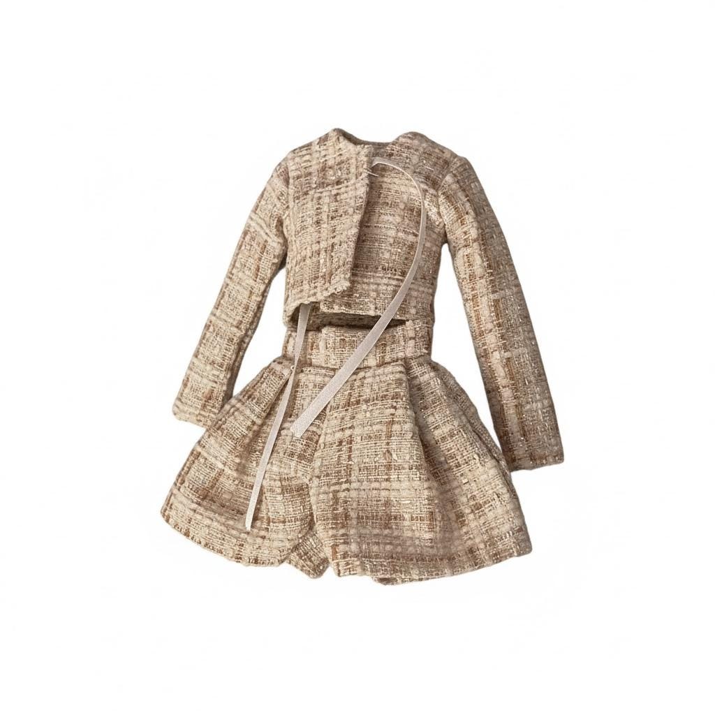 4 pc Fashion Doll Plaid Outfits: Handmade Blue, Tan, Black or White Collector Set