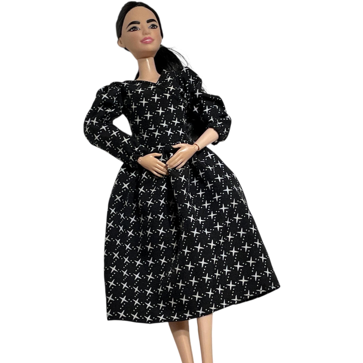 Fashion Doll MTM Dress Outfit: Pink and Black Modest Doll Clothes 1:6 Scale