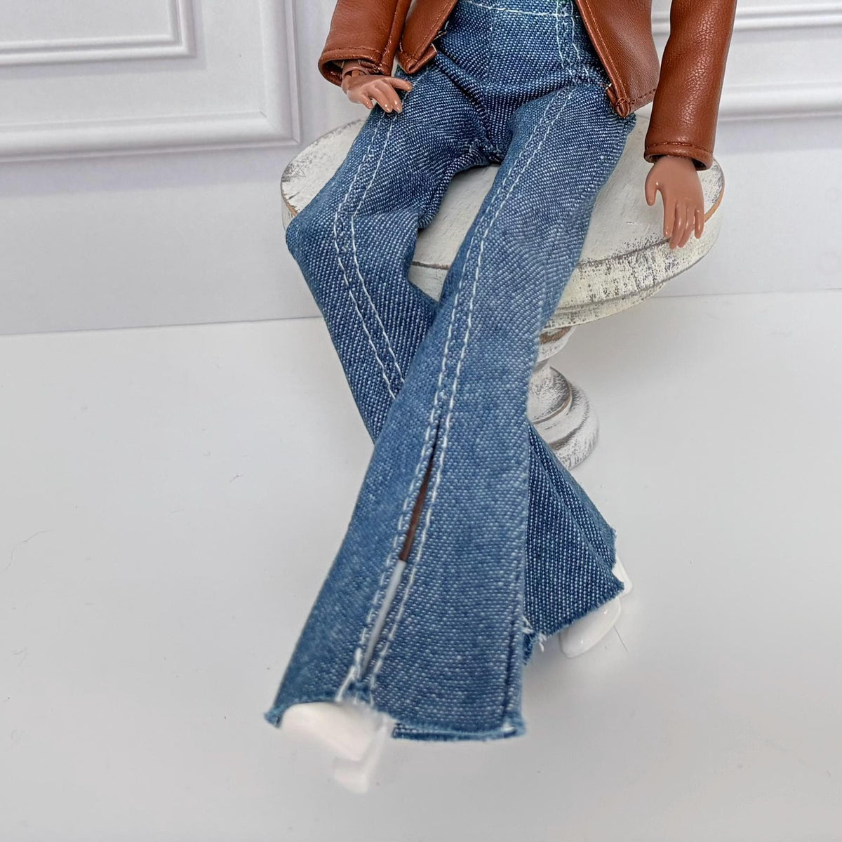 Faux Leather Fashion Doll Pants, Coat and Accessories
