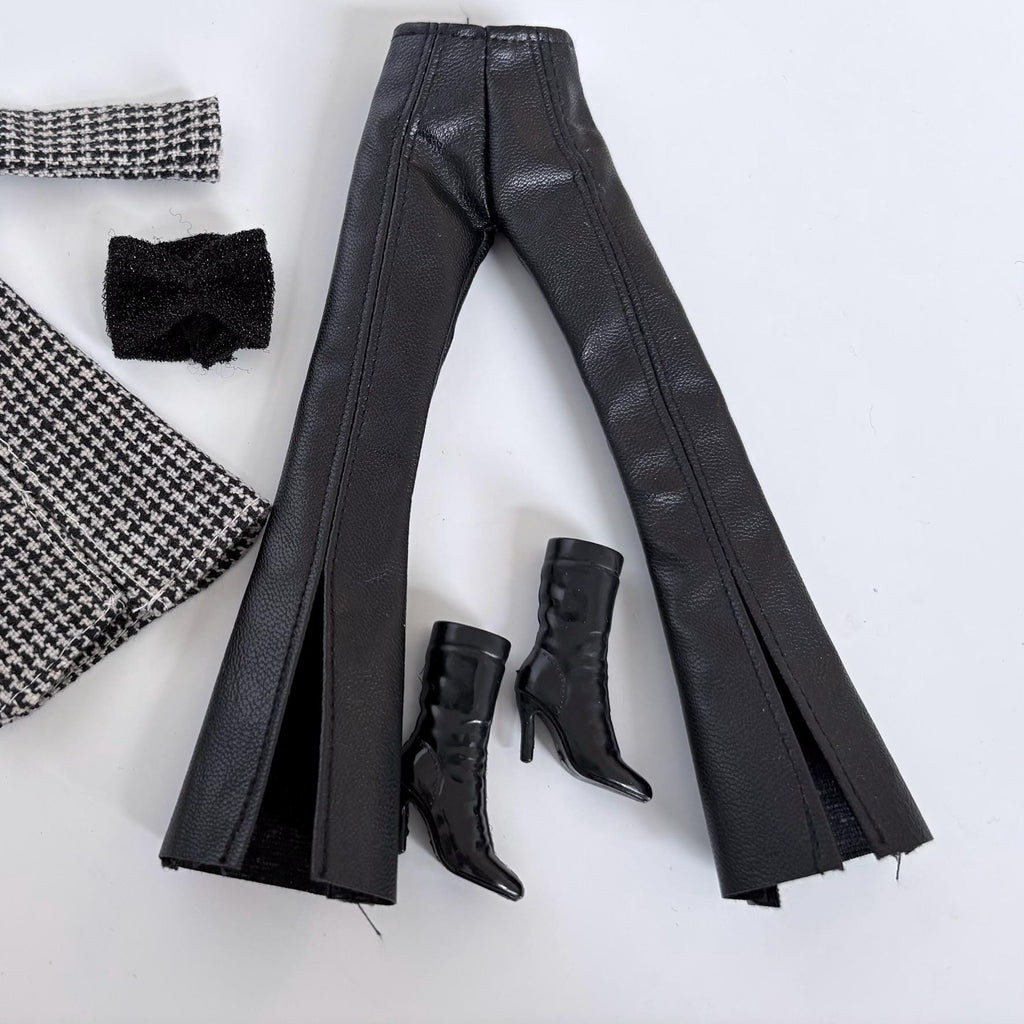 Faux Leather Fashion Doll Pants, Coat and Accessories