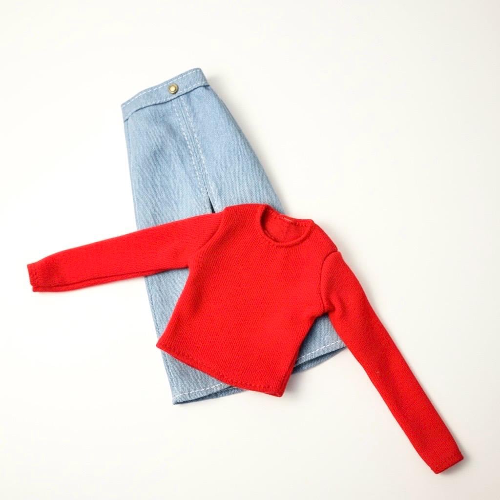 Fashion Doll Clothes, Floral Skirt, Lace Tights, Denim, Assorted Tops