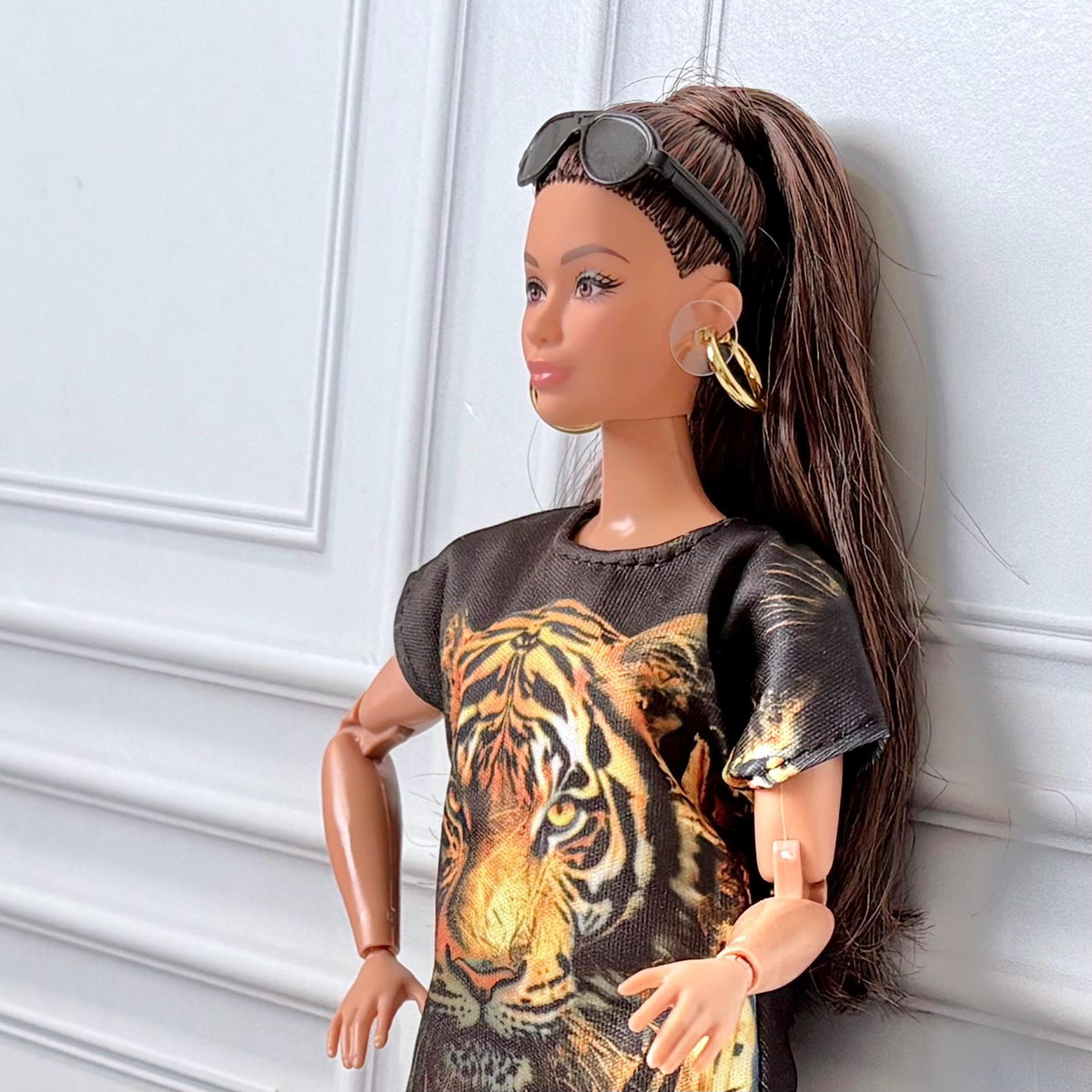 Curvy Doll Outfit, Denim Shorts, Patriot Top, 11-12 inch Doll