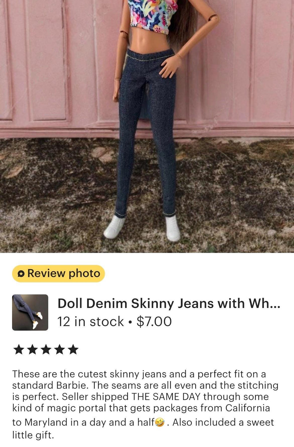 Doll Denim Skinny Jeans with White Shoes - Fits 11.5" Fashion Dolls, MTM