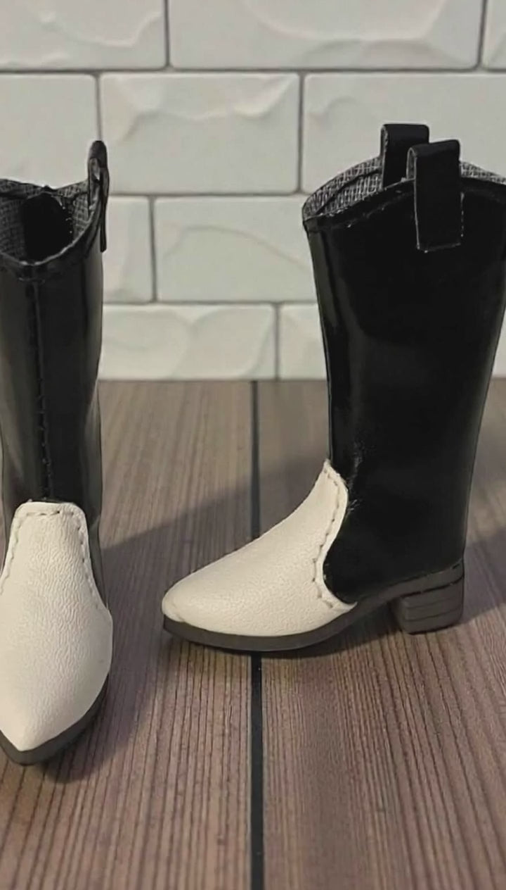 Curvy Doll Cowboy Boots: 1/6 Scale Flat Feet Doll Boots