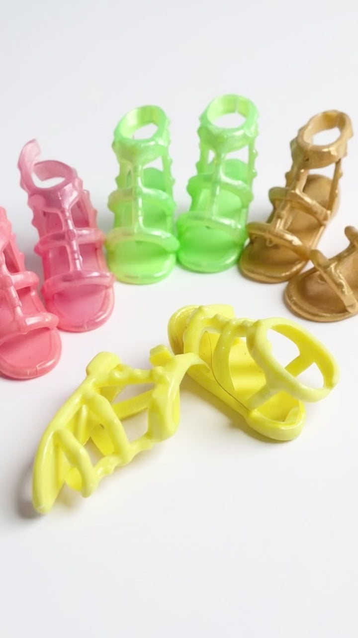 Fashion Doll Sandals: Black, Gold, Green, Pink MTM Doll Shoes