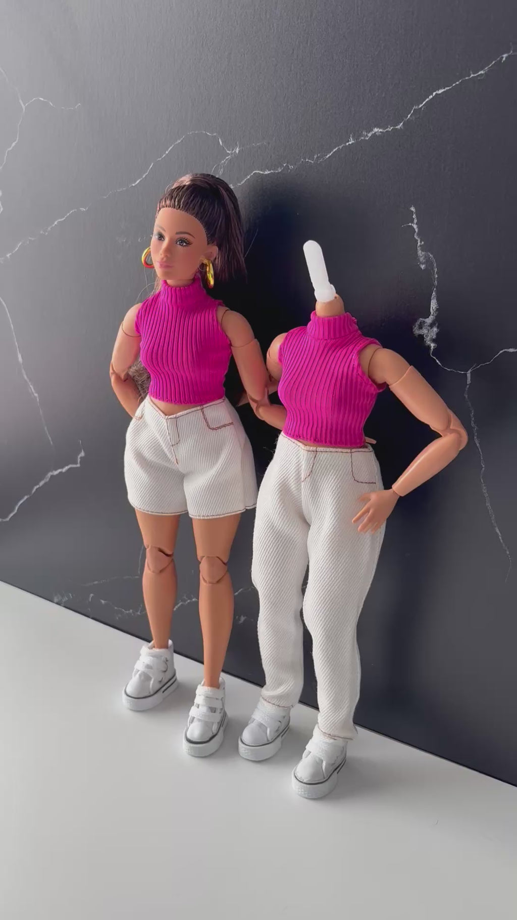 Curvy Doll Clothes, Shorts, Tops, Jeans, 1:6 Scale