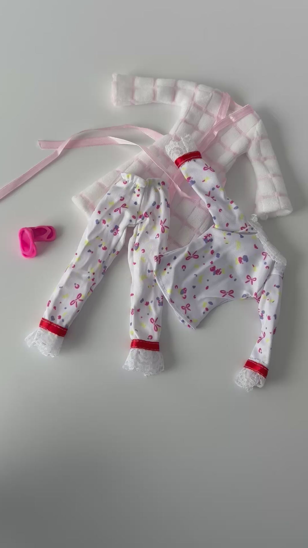 Doll Pajama Set: Pink Kitty Slippers, Robe & Accessories